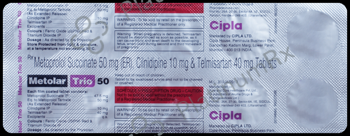 Metolar Trio 50 10/50/40mg Tablet ER 10s