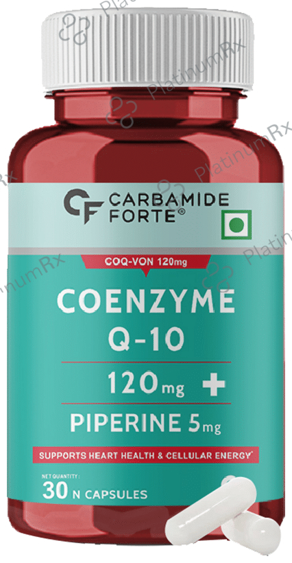 Carbamide Forte Coenzyme Q10, 120mg + Piperine 5mg Capsule