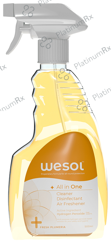 Wesol Food Grade Hydrogen Peroxide 1% All in One Multi Surface Cleaner Liquid, Disinfectant and Air Freshner Spray (500ml Each) Fresh Plumeria 1 Bottle