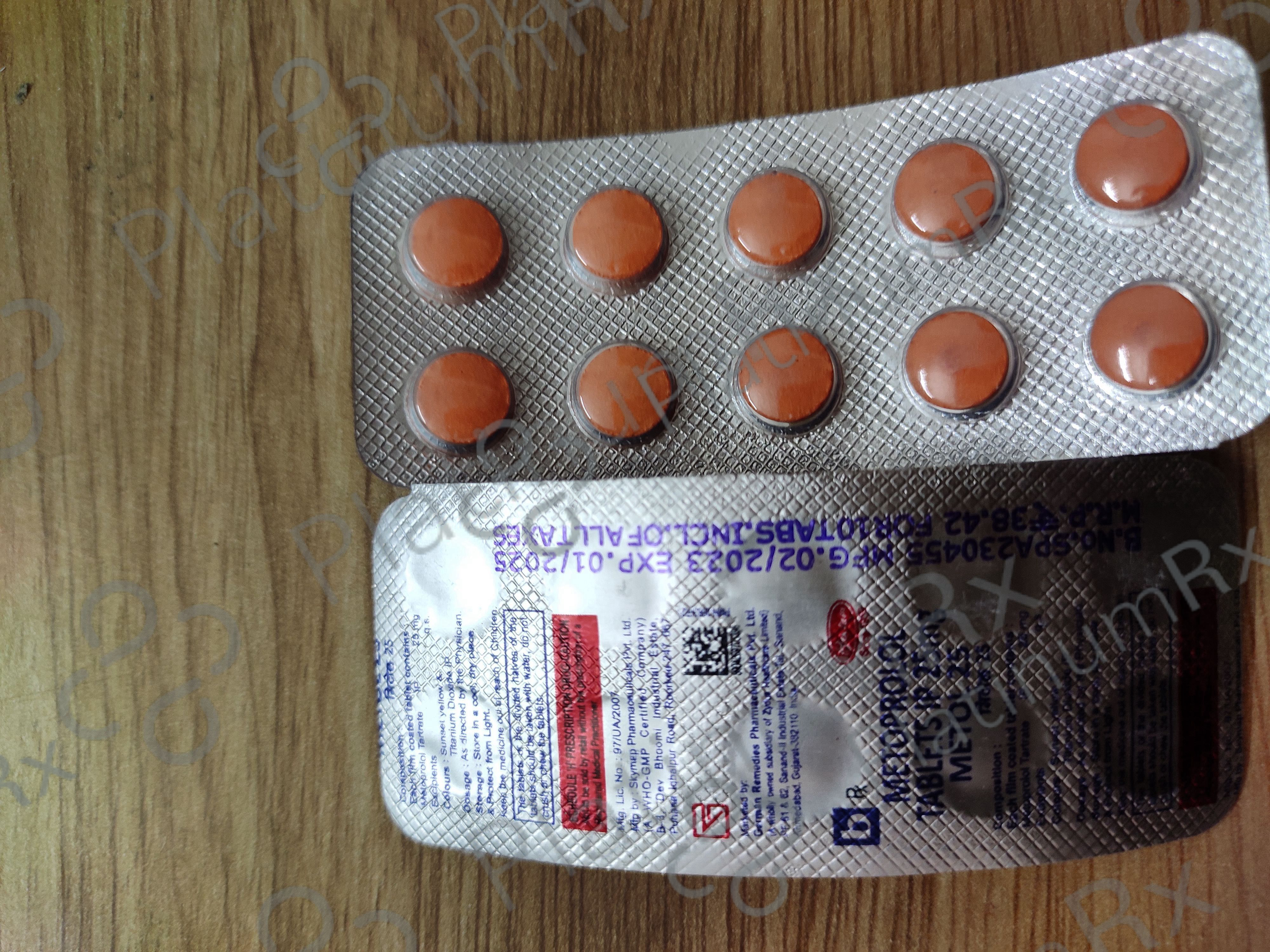 Metol 25mg Tablet XL 10s