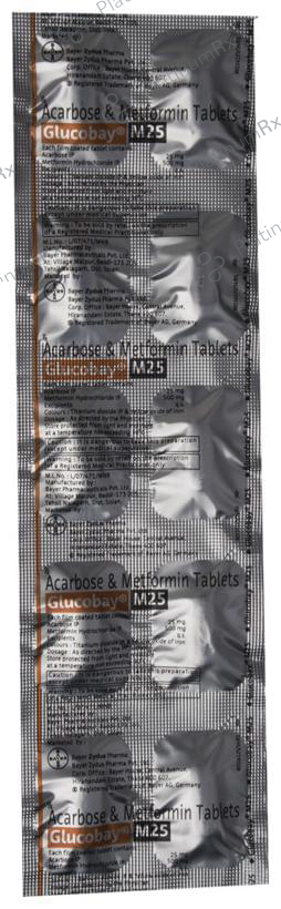 Glucobay M 25/500mg Tablet 10s