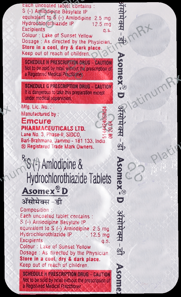 Asomex D 2.5/12.5mg Tablet 15s