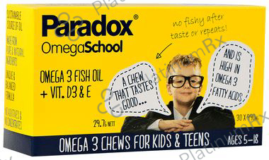 Paradox OmegaSchool with Omega 3 Fish Oil + Vit. D3 & E - Chewable Tablets for Kids & Teens