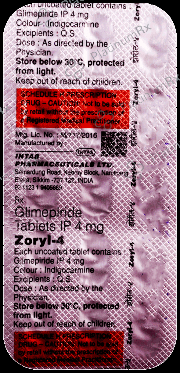 Zoryl 4mg Tablet 15s