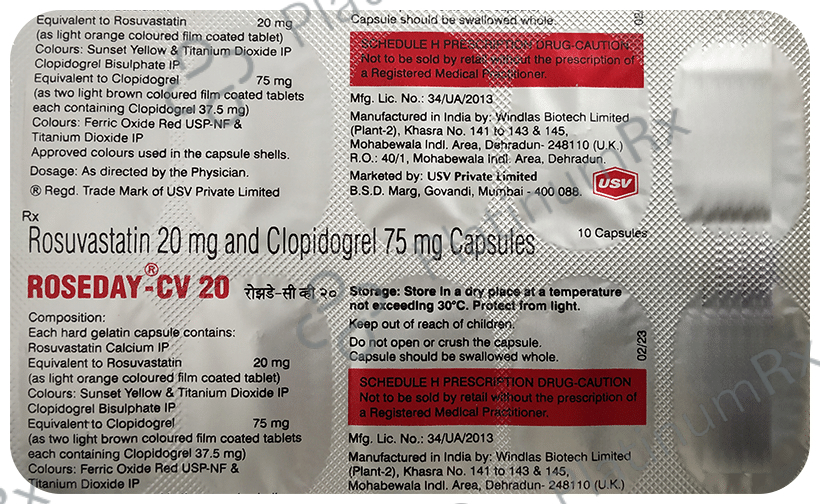 Roseday CV 20/75mg Capsule 10s