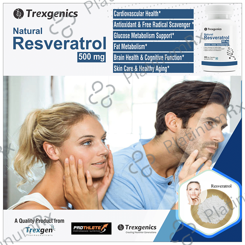 Trexgenics Natural Resveratrol 500mg Veg Capsule