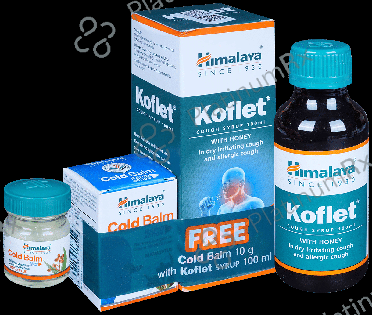 Himalaya Healthcare Himalaya Koflet Cough Syrup 25% Honey - Wet & Dry Cough-Quick Relief with 10gm Cold Balm Free