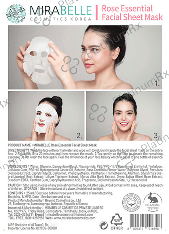 Mirabelle Cosmetics Korea Rose Essential Facial Sheet Mask