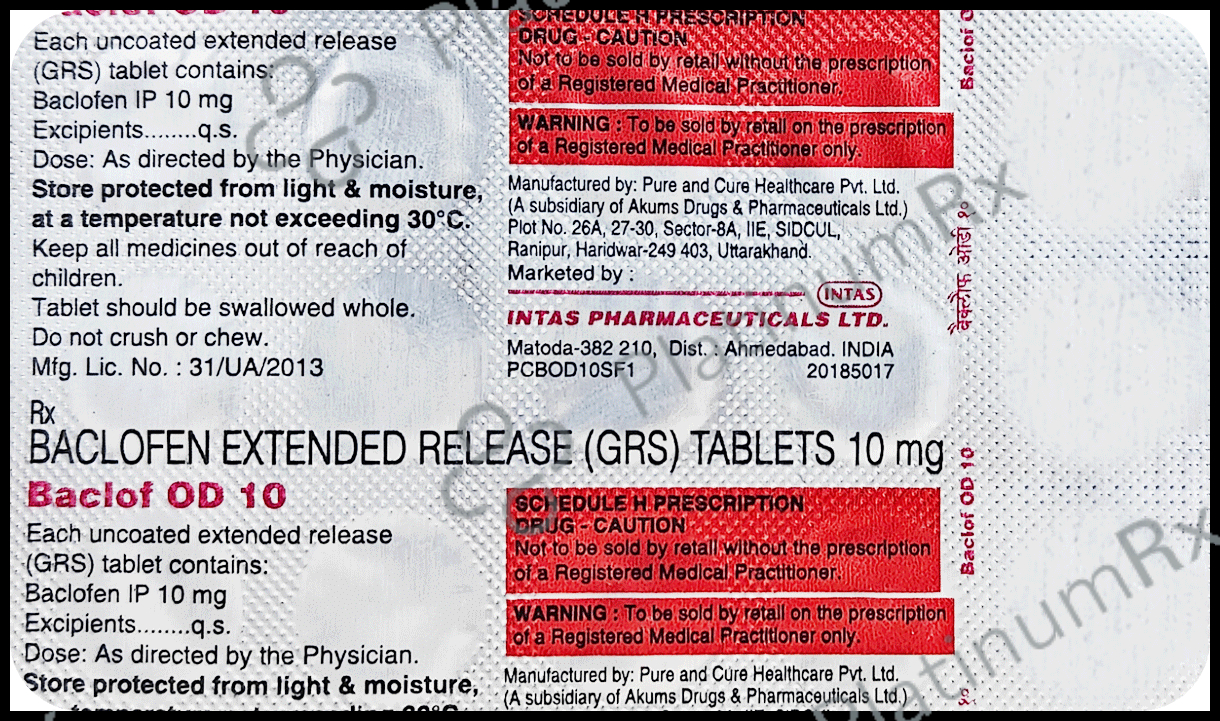 Baclof OD 10 Tablet ER