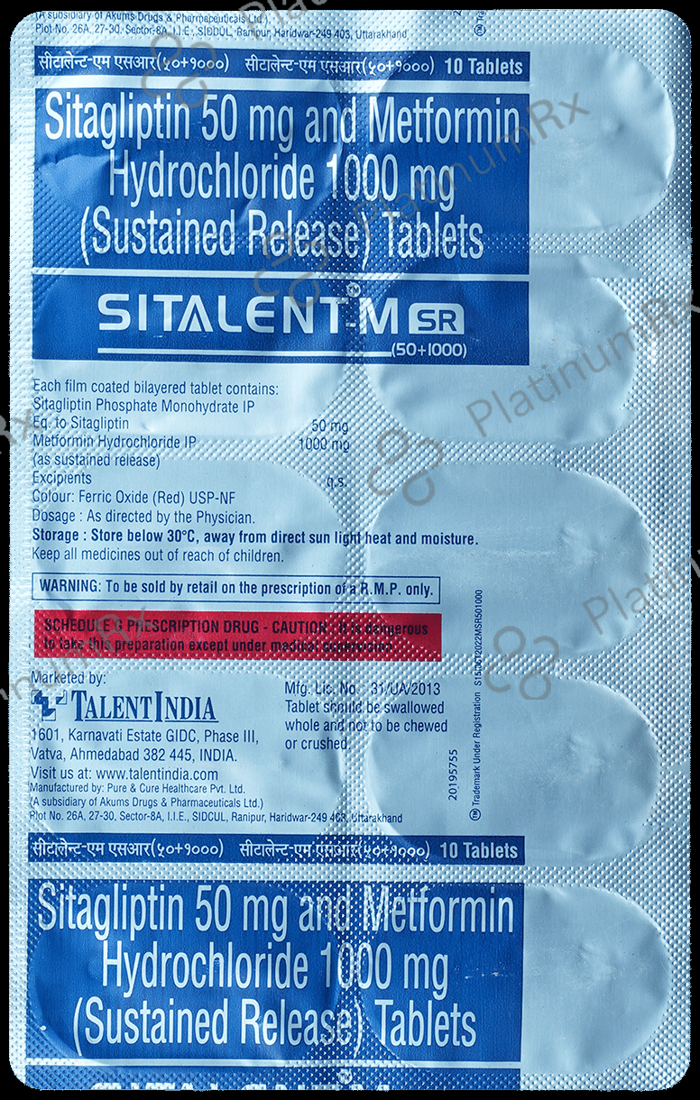 Sitalent M 50mg/1000mg Tablet SR