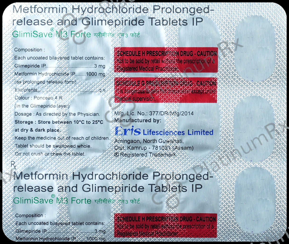Glimisave M3/1000mg Forte PR Tablet 15s