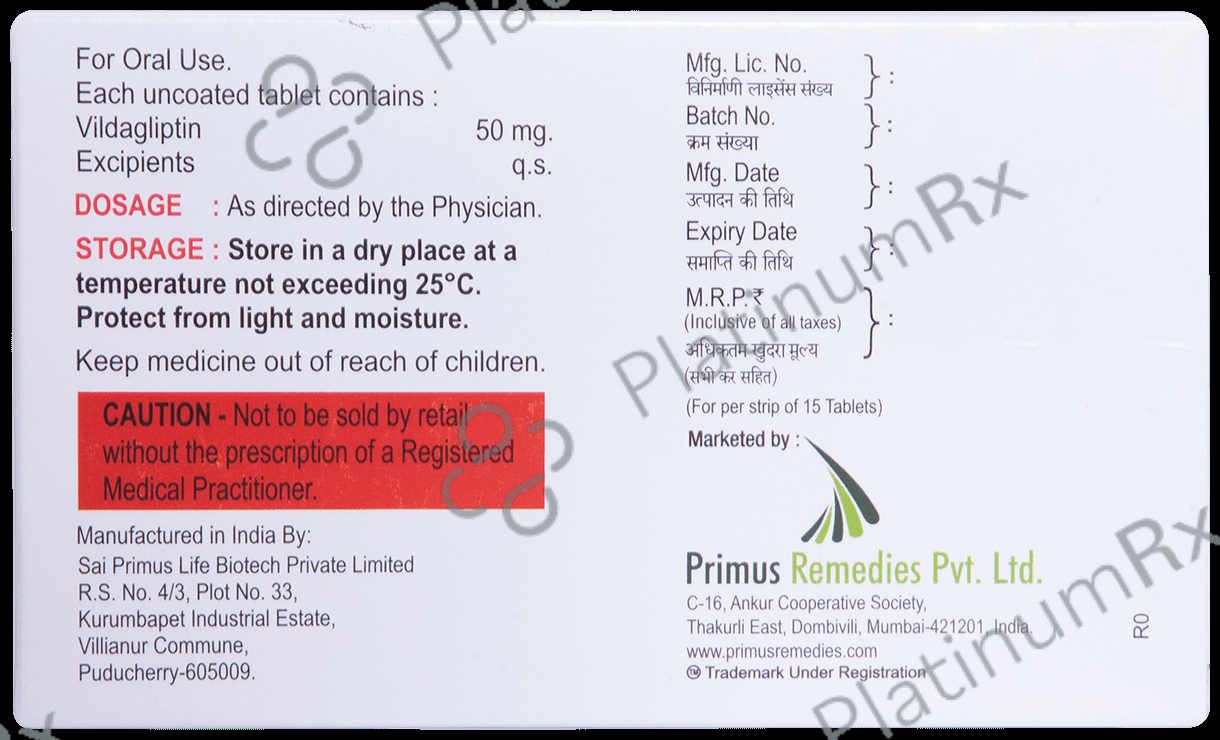 Vildaprime 50mg Tablet 15s