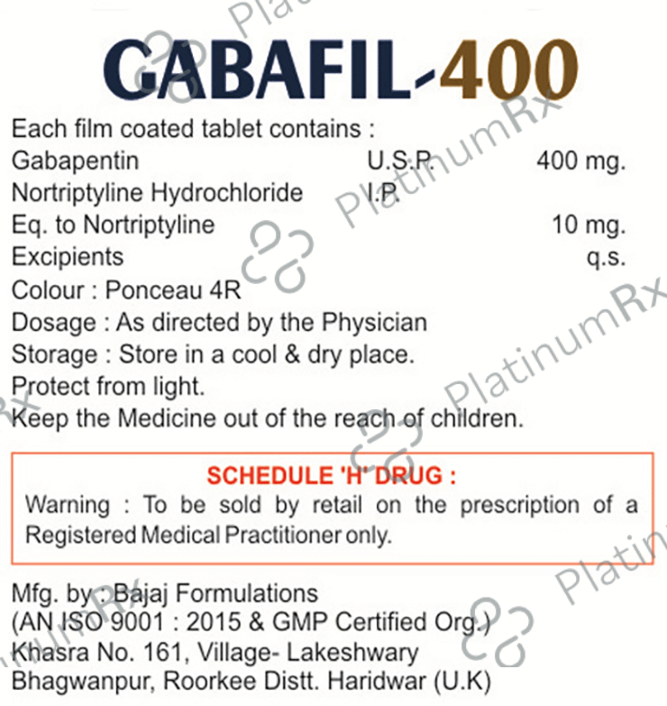 Gabafil 400 Tablet