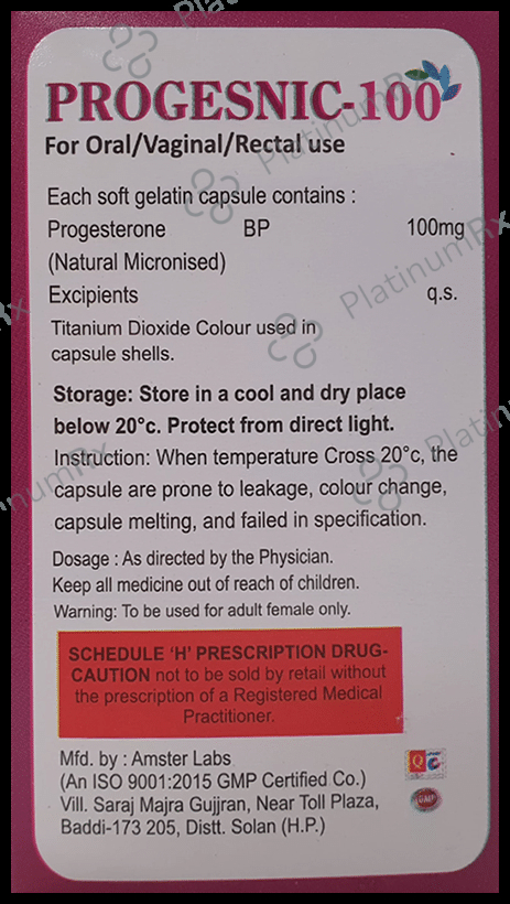 Progesnic 100mg Soft Gelatin Capsule