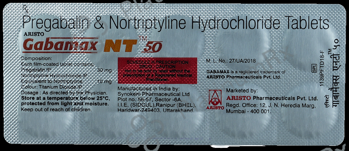 Gabamax NT 50mg/10mg Tablet