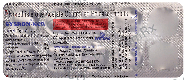 Sysron NCR 10mg Tablet 10s