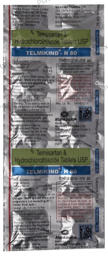 Telmikind H 12.5/80mg Tablet 10s