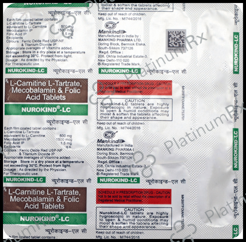 Nurokind LC 500mg/1500mcg/1.5mg Tab 15's