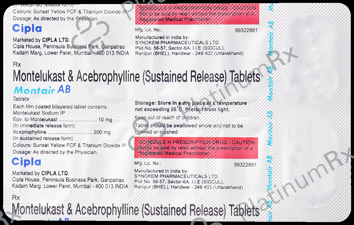 Montair AB 200/10mg Tablet SR 10s