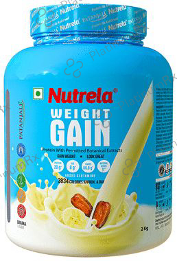 Patanjali Nutrela Weight Gain Supplement with Glutamine, Protein & Permitted Botanical Extracts - Powder Banana 2 Powder