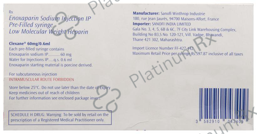 Clexane 60mg Injection 1s