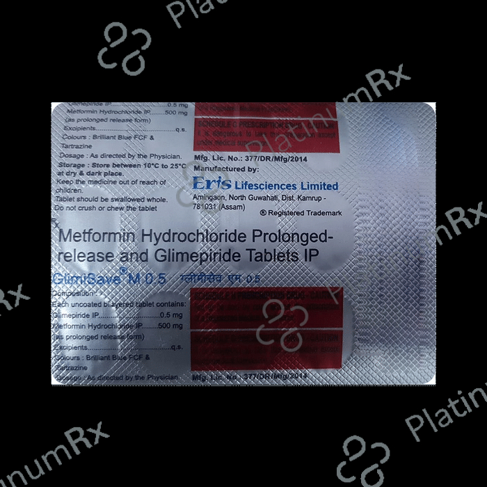 Glimisave M 0.5/500mg Tablet PR 15s