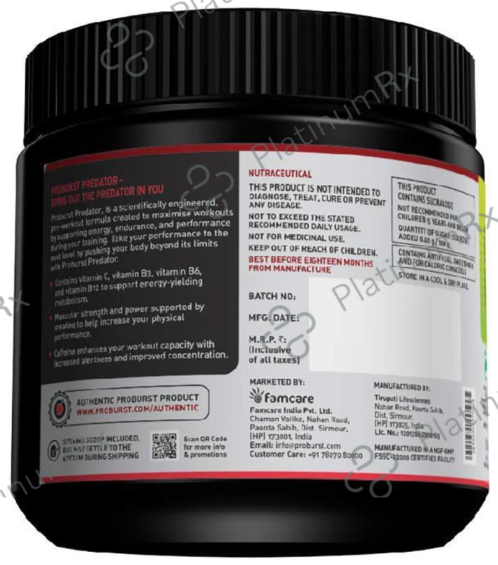 Proburst Predator Pre-Workout Supplement Green Apple