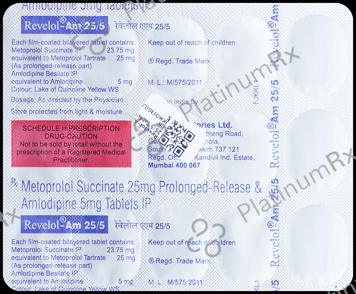Revelol AM 25/5mg Tablet PR 15s
