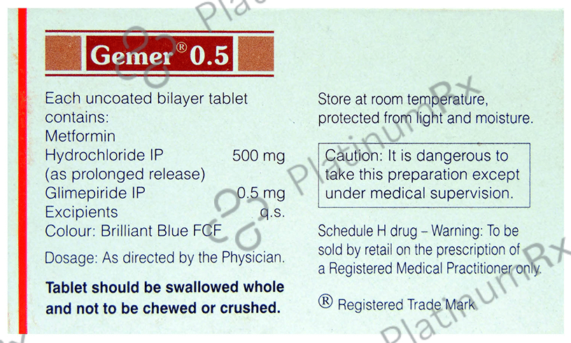 Gemer 0.5/500mg Tablet PR 10s