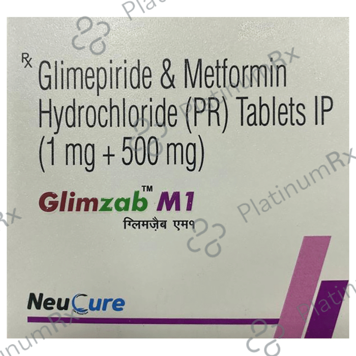 Glimzab M 1mg/500mg Tablet PR