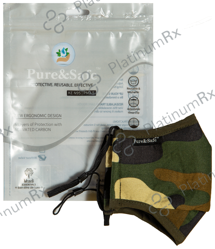 Pure & Safe Camouflage Designer & Black Digital Designer Designer N 95 Face Mask - 5 Layered Reusable Anti Pollution Mask with Activated Carbon Filter