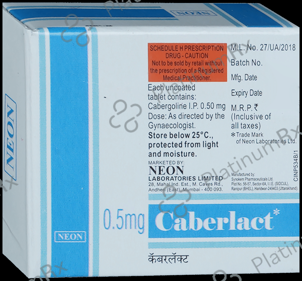 Caberlact 0.5mg Tablet 2s