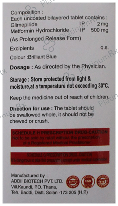 Cureglim M 2mg/500mg Tablet