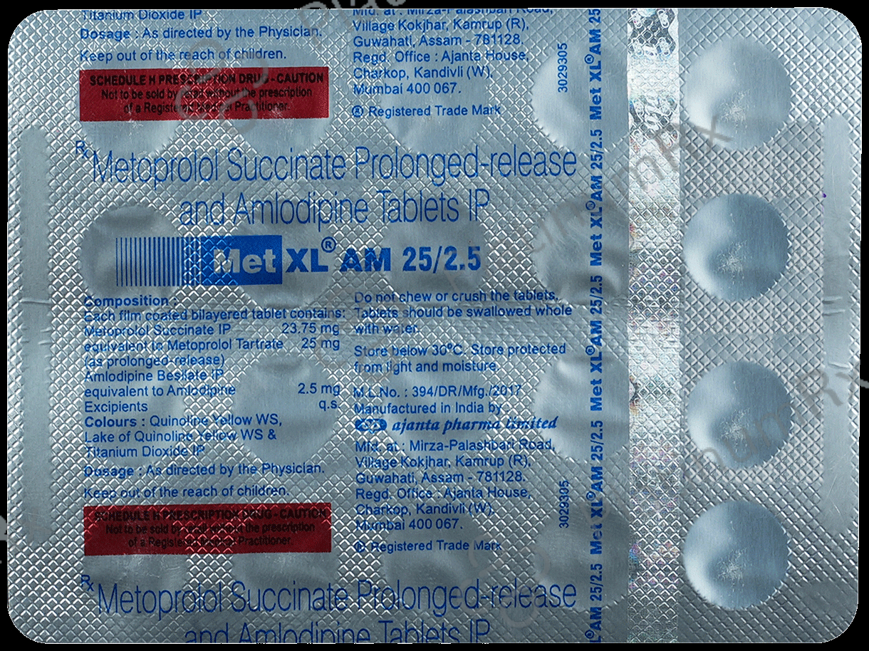 Met XL AM 25/2.5mg Tablet 20s