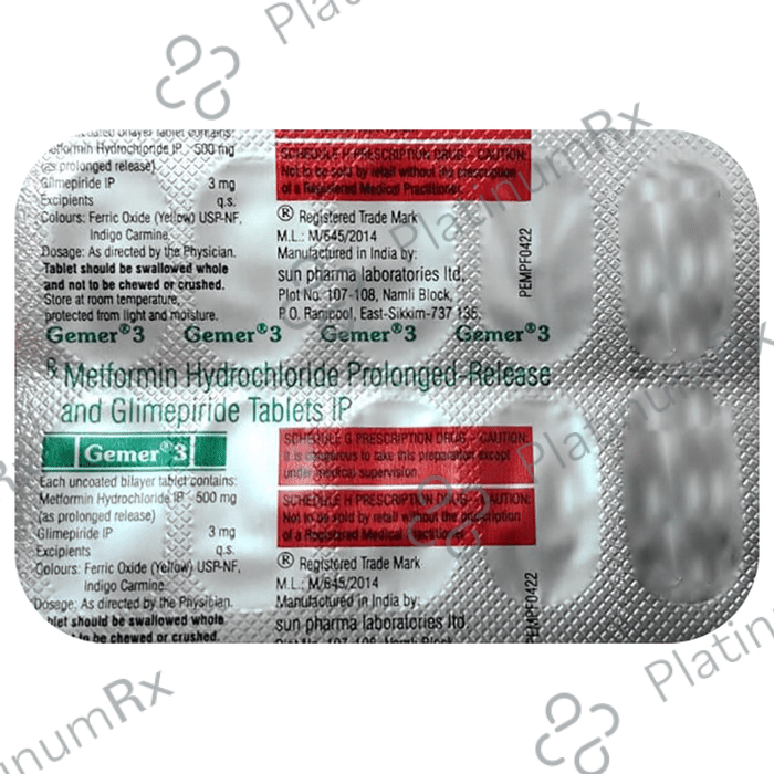 Gemer 3/500mg Tablet PR 10s