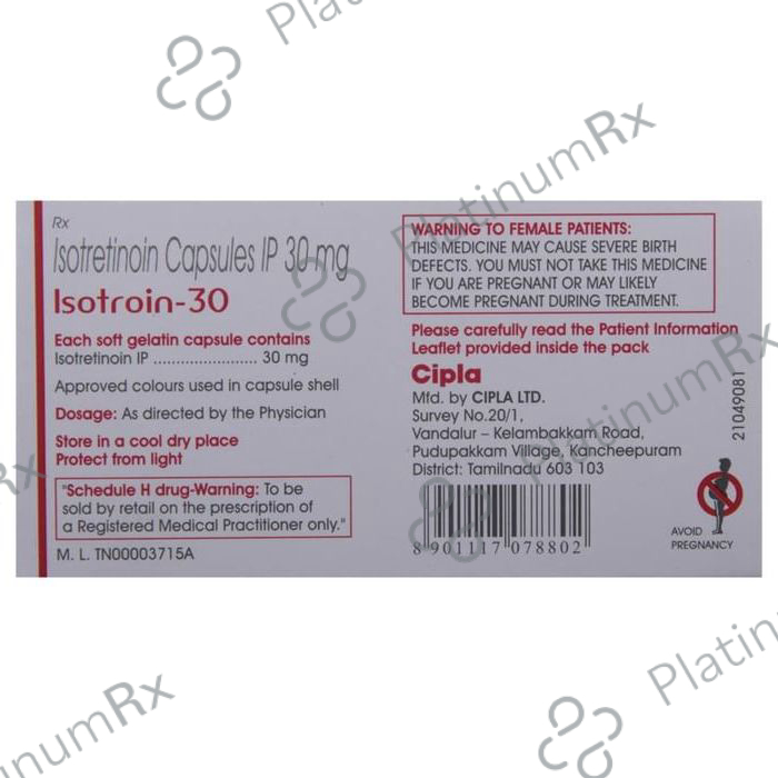 Isotroin 30mg Capsule 10s