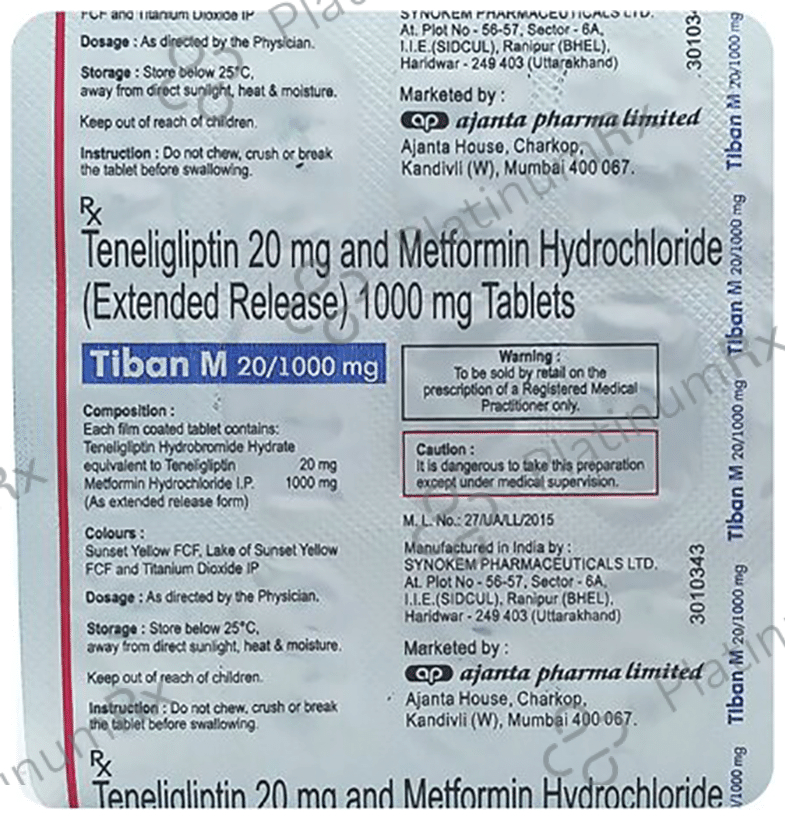 Tiban M 20/1000mg Tablet ER 15s