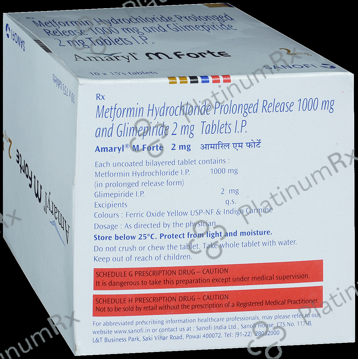 Amaryl M Forte 2 2/1000mg Tablet PR 15s