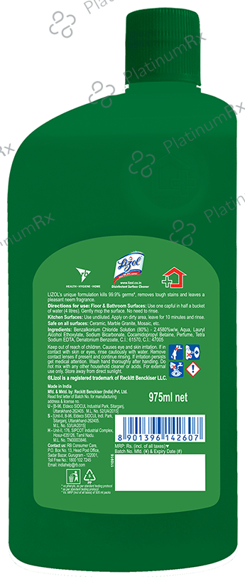 Lizol Disinfectant Surface Cleaner Neem 975 ml