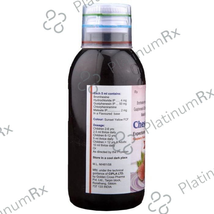 Cheston Expectorant Raspberry Sugar Free 100 Syrup
