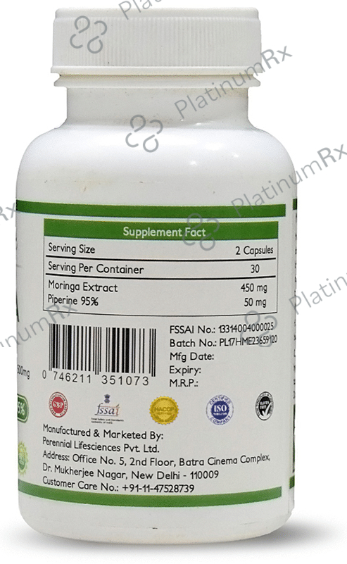 Perennial Lifesciences Nutravigour Moringa Extract 500mg Capsule