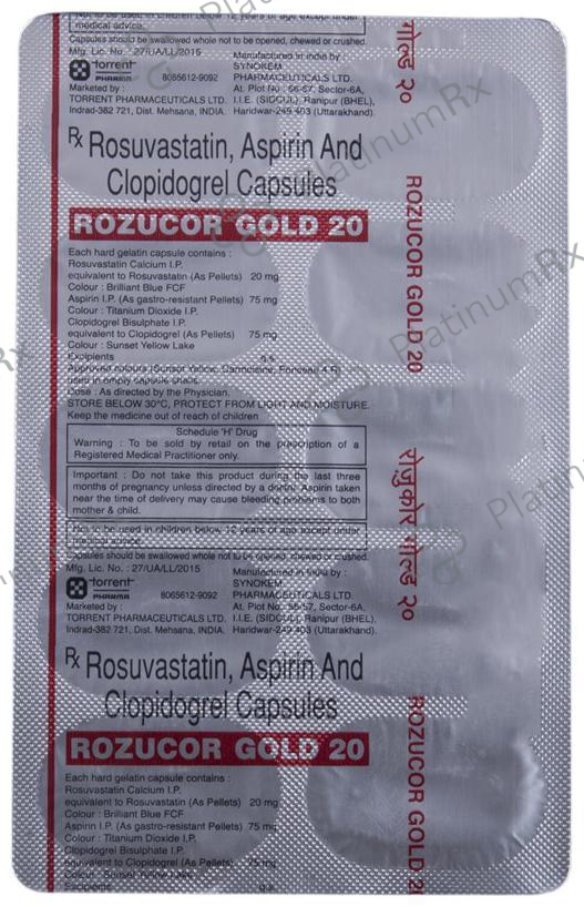 Rozucor Gold 20/75/75mg Capsule 10s