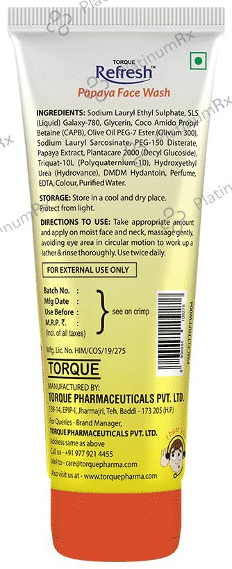 Refresh Papaya Face Wash (100ml Each) 1 Tube