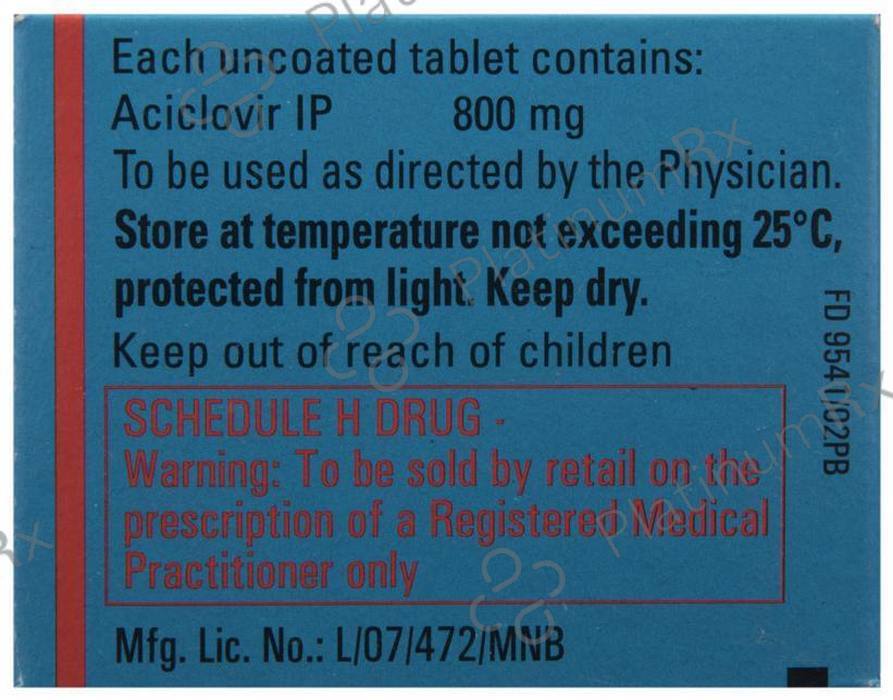 Zovirax 800mg Tablet 5s