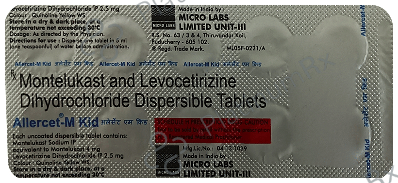 Allercet M Kid DT 2.5/4mg Tablet 10s