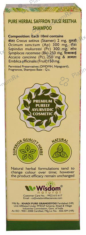 Wisdom Natural Pure Herbal Saffron Tulsi and Reetha Shampoo