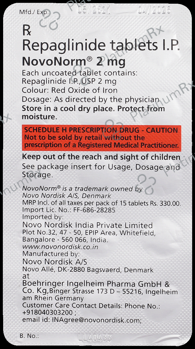 Novonorm 2mg Tablet 30 Tablet
