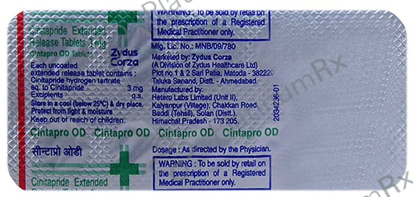 Cintapro OD 3mg Tablet 10s