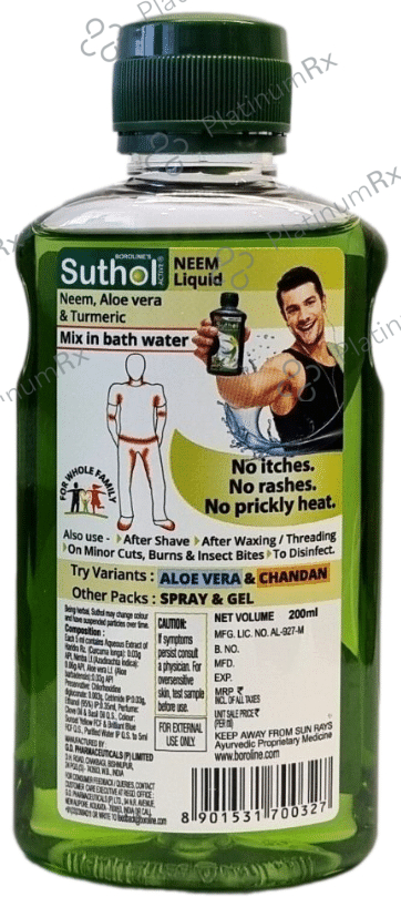Boroline Suthol Active Neem Body Hygiene Liquid with Turmeric & Aloe Vera 200 ml