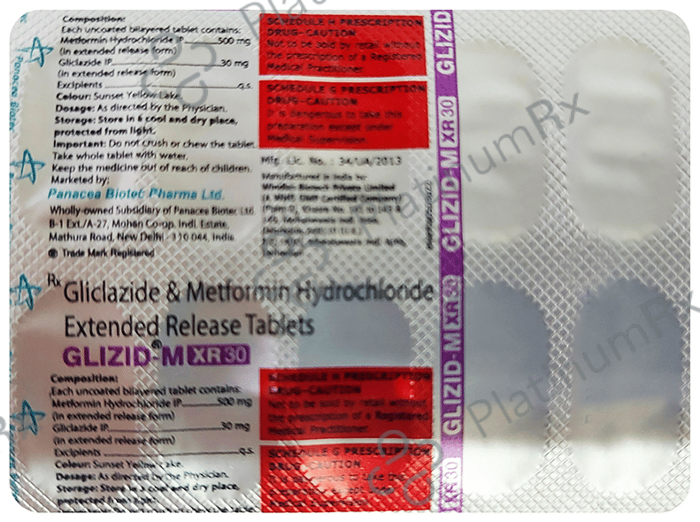 Glizid M XR 30/500mg Tablet 10s
